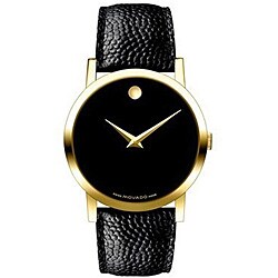 Movado Museum Men's Goldtone Black Strap Watch