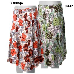 Adi Designs Green/ Orange Junior's Paneled Full Skirt