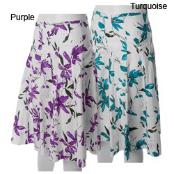 Adi Designs Junior's Floral Print Paneled Full Skirt
