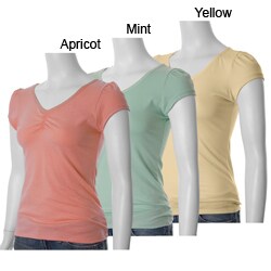 Happie Brand Junior's Gathered V-neck Shirt