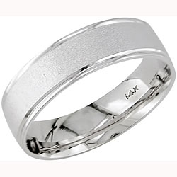 14k White Gold Men's Matte Finish Wedding Band