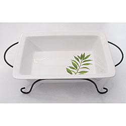Certified International Culinary Herbs 3-quart Rectangular Baker with Stand