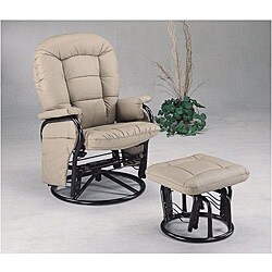 Deluxe Swivel Glider Recliner with Ottoman Bone