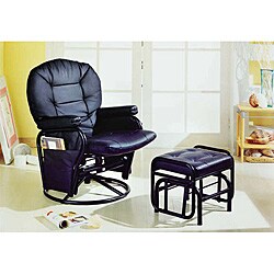 Deluxe Swivel Glider Recliner with Ottoman Black