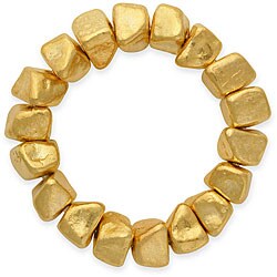 18k Gold Overlay Golden Nugget Stretch Bracelet