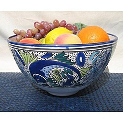 Aqua Fish 12-inch Deep Salad Bowl (Tunisia)