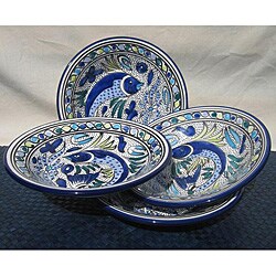 Set of 4 Aqua Fish Pasta/ Salad Bowls (Tunisia)