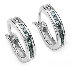 Sterling Silver 1/6 ct Genuine Blue Diamond Earrings