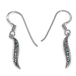 Sterling Silver 1/6ct TDW Blue Diamond Earrings