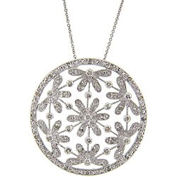 Sterling Silver 1/2ct TDW Diamond Flower Necklace (J-K, I3)