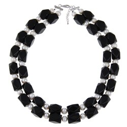Maddy Emerson Couture Onyx and Pearl Necklace (10 mm)