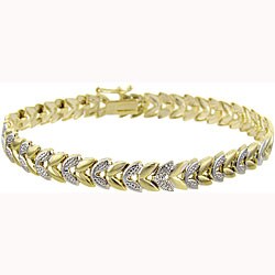 18k Gold over Silver Diamond Accent Leaf Bracelet