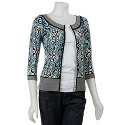 Escio Women's Blue Zip-up Cardigan