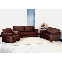 Westbrook Dark Brown Microsuede Sofa, Loveseat, and Chair