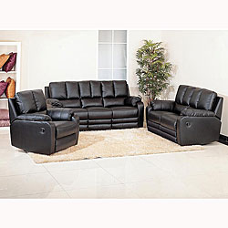 Pearce Black Leather Reclining Sofa, Loveseat, and Chair