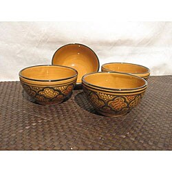 Set of 4 Honey Design 5-inch Soup/ Cereal Bowls (Tunisia)