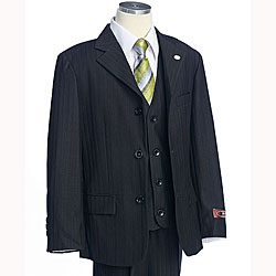 BJK Collection Boy's Patterned Black Suit