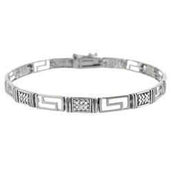 Sterling Silver Diamond Accent Greek Key Bracelet
