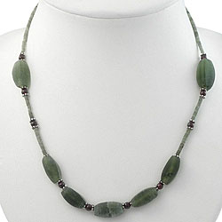 Silver, Serpentine and Garnet Necklace (Thailand)