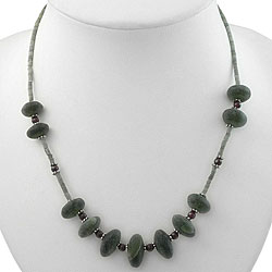 Silver ,Serpentine and Garnet Necklace (Thailand)