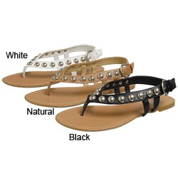 Bamboo by Journee Women's Studded Flat Sandals