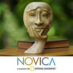 Wood 'A Man in Thought' Sculpture (Indonesia)
