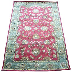 Indo Red/ Green Wool Rug (2'1 x 3'1)