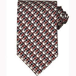 Gucci Men's White Interlocking Link Silk Tie