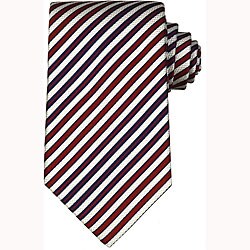 Gucci Men's White/ Red Diagonal Stripe Silk Tie