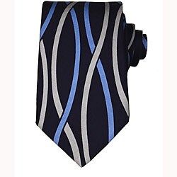 Gucci Men's Navy Blue Oval Weave Silk Tie
