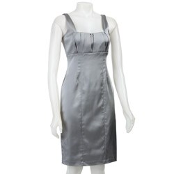 Calvin Klein Women's Silver Stretch Satin Sheath Dress