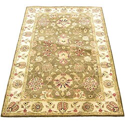 Indo Mahal Gold/ Beige/ Red Rug (5'3 x 8'2)