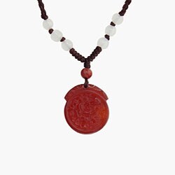 Agate Dragon Pendant with Chinese Knot Necklace (China)