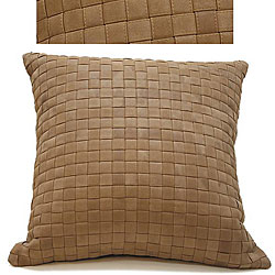 Polyester Beige Rattan Weave Pillow