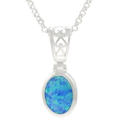 Sterling Silver with Faux Blue Opal Necklace