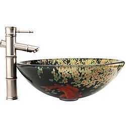 Fontaine Bamboo Brushed Nickel Faucet and Vessel Sink Combo