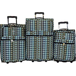 J World Wheeled Three-piece Square Pattern Luggage Set