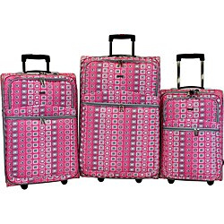 J World Wheeled 3-piece Pink Monitor Luggage Set