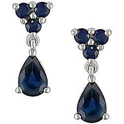 10k White Gold Sapphire Teardrop Earrings