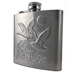 Stainless Steel 'Geese in Flight' Embossed 6-oz Flask