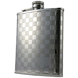 Stainless Steel Brushed/ Polished 6-oz Checkered Flask