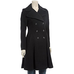 DKNY Wool-blend Double-breasted Fit and Flare Coat