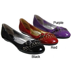 Bamboo by Journee Women's Studded Patent Flats
