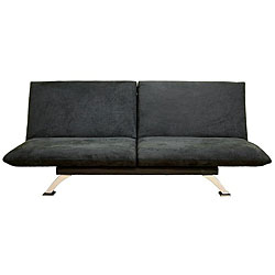 Black Microfiber Futon Convertible Sofa Bed