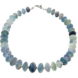 Handmade Silver Bead Blue Fluorite Necklace (Thailand)