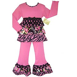 AnnLoren Boutique Girl's Pink Safari Rumba 2-piece Set