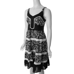 Cute Options Junior's Black/ White Sleeveless Dress