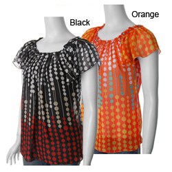 S Max by Adi Junior's Flutter-sleeve Dotted Chiffon Blouse