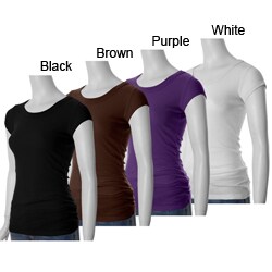 Self Esteem Junior's Scoop-neck Cap Sleeve Ribbed Top