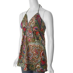 Self Esteem Junior's Paisley Empire Waist Halter Tunic